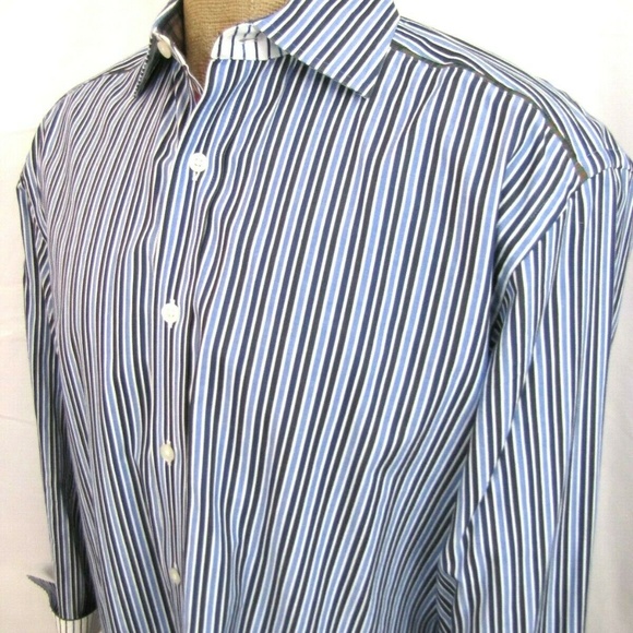 ROBERT GRAHAM Large Button Shirt Flip Cuff Striped - Picture 4 of 7